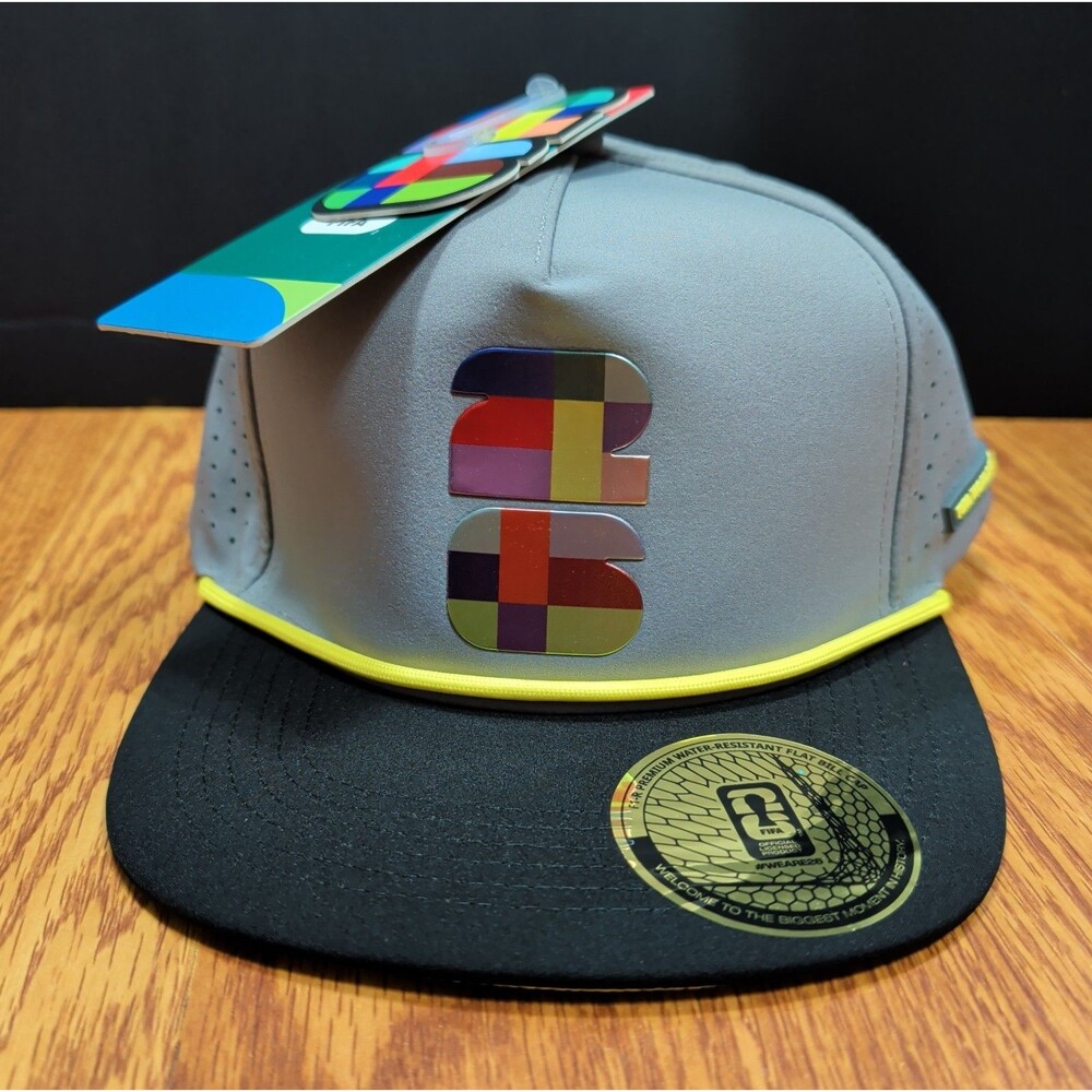 FIFA World Cup 26 Flat Bill Snapback Cap Hat Gray Black Yellow